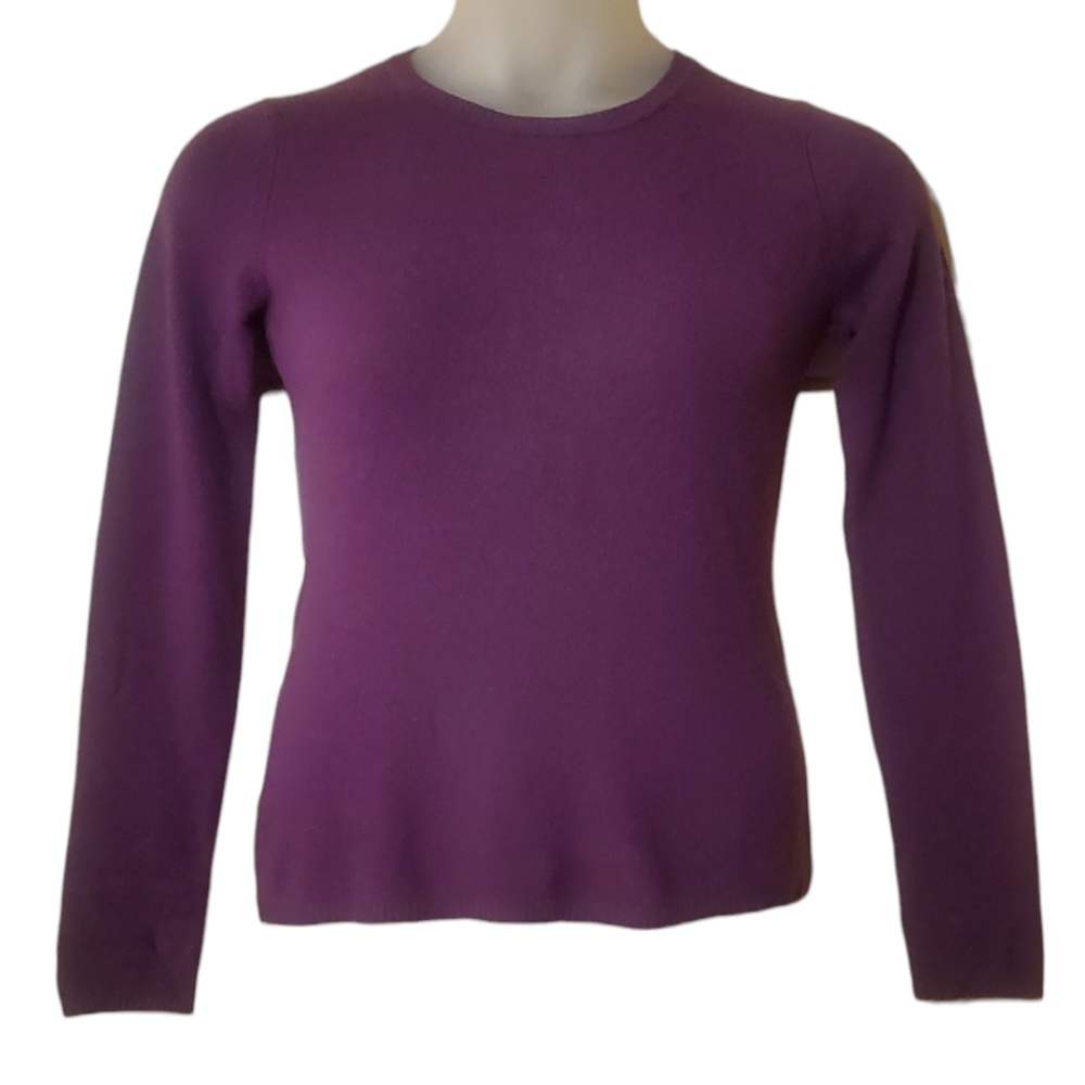 Peck & Peck Cashmere Sweater Purple 2 Ply Sz Small Plum Crew Pullover Pr…